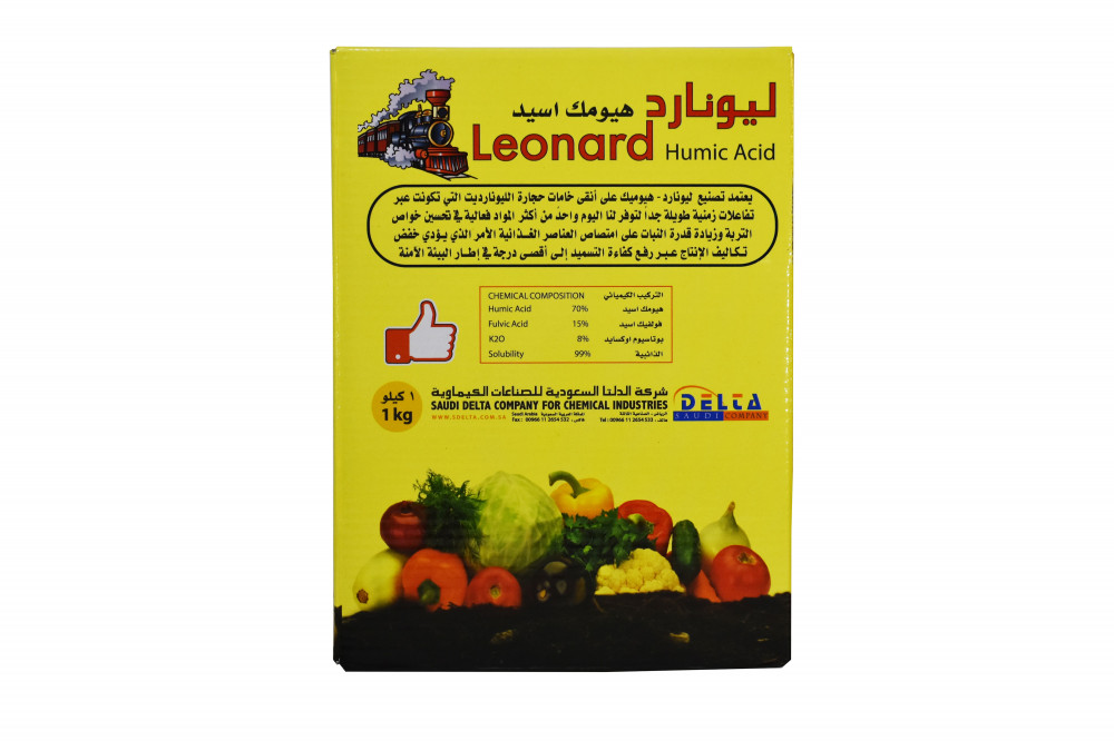 ليونارد هيومك اسيد لزيادة قدرت النبات على امتصاص العناصر الغذائية (يقضي على الملوحة في التربة)